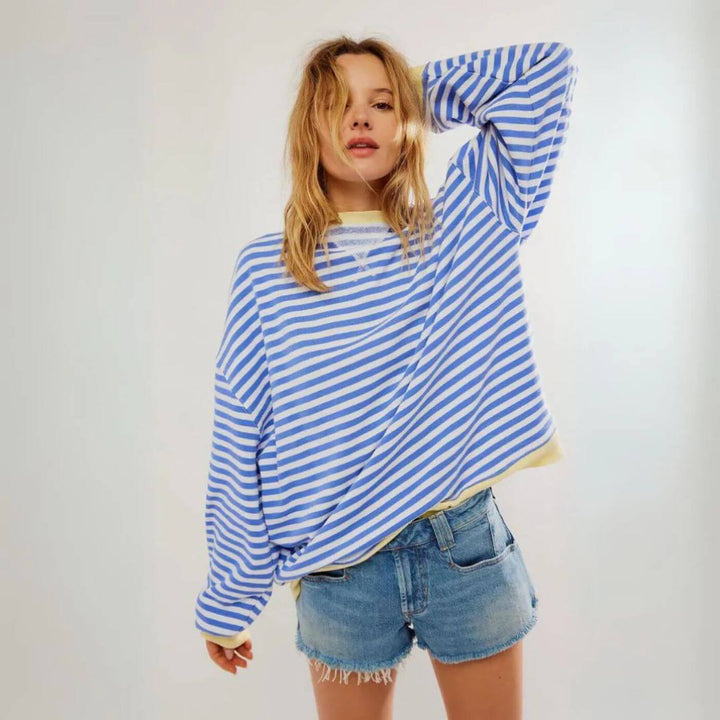 Christina™ - Übergroßer Gestreifter Komfortpullover