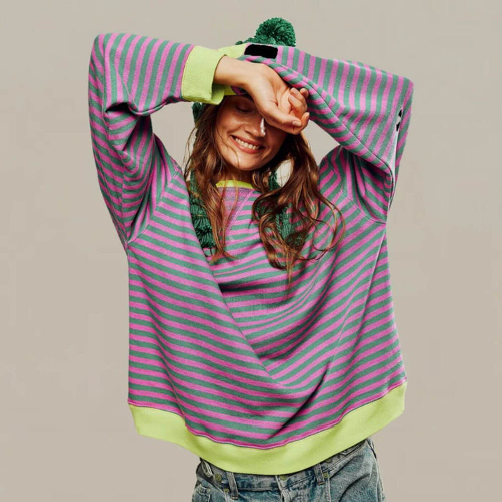 Christina™ - Übergroßer Gestreifter Komfortpullover