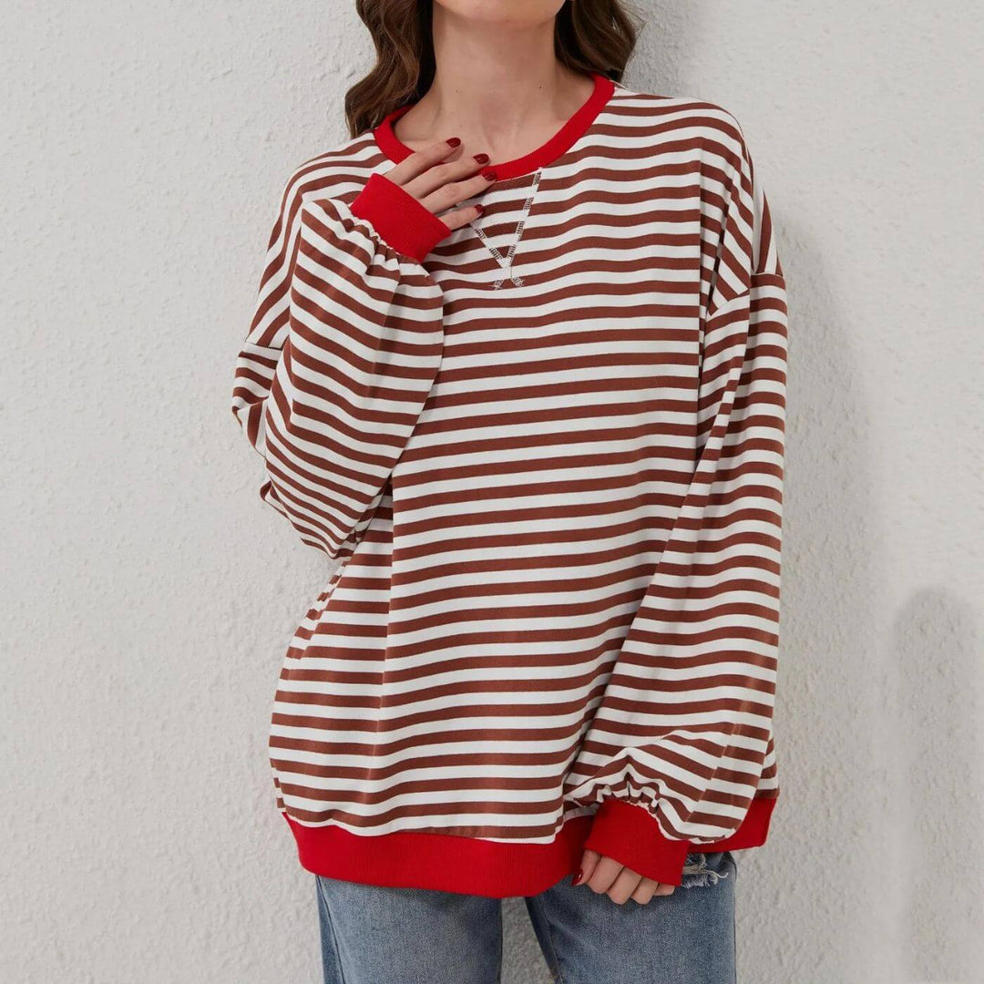 Christina™ - Übergroßer Gestreifter Komfortpullover