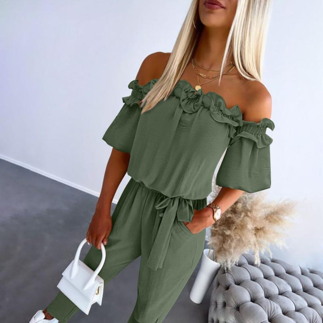 Laura™ - Schulterfreie Jumpsuit mit Taillenbindung