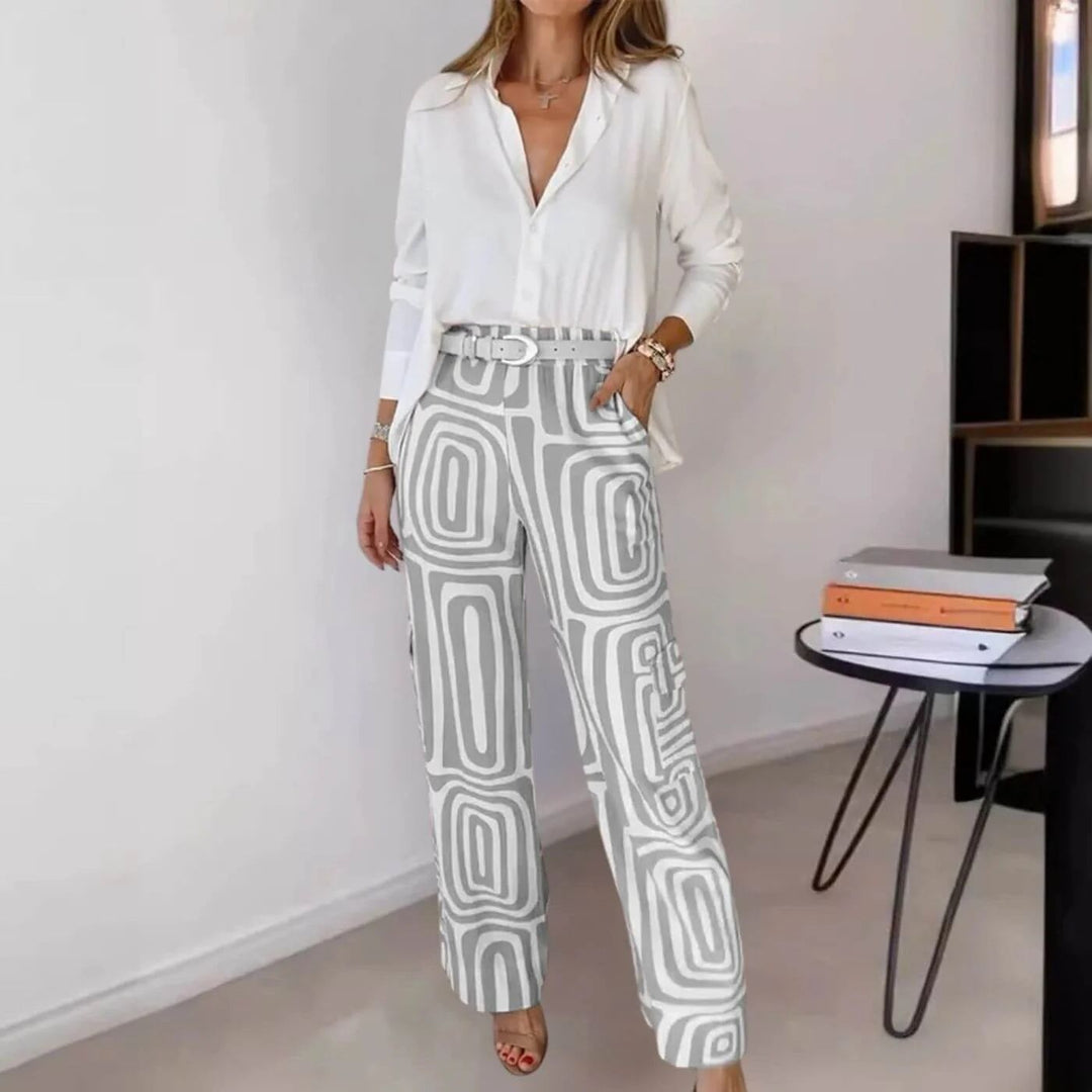 Sara™ – Stilvolles Blusen- und Hosen-Set mit Gürtel